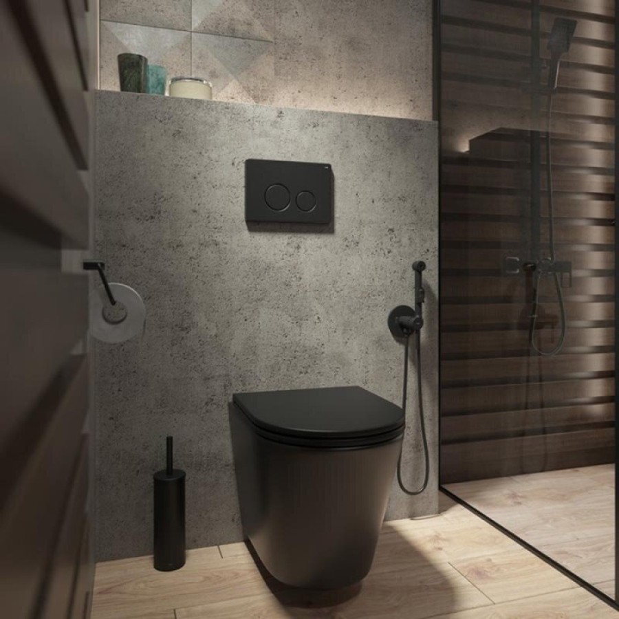 Клавиша смыва Iddis Unisteel UNS01MBi77 универсальная, матовый черный