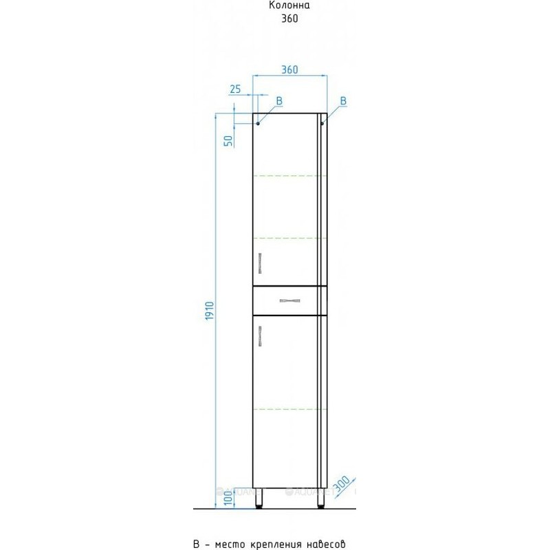 Шкаф пенал Style Line Эко Стандарт 36 Белый глянец