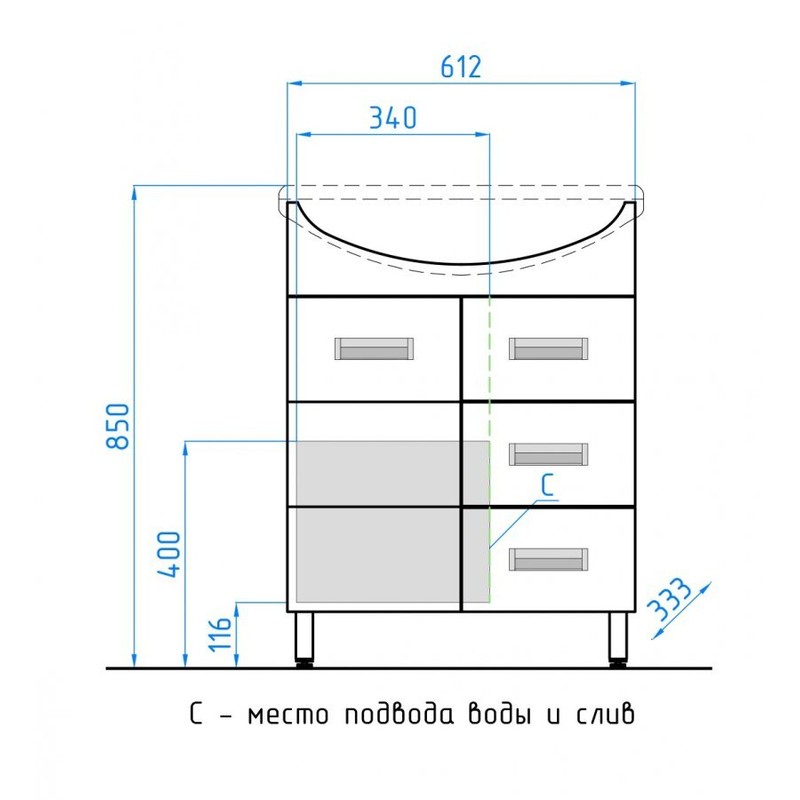 Тумба под раковину Style Line Ирис 65 Белый глянец