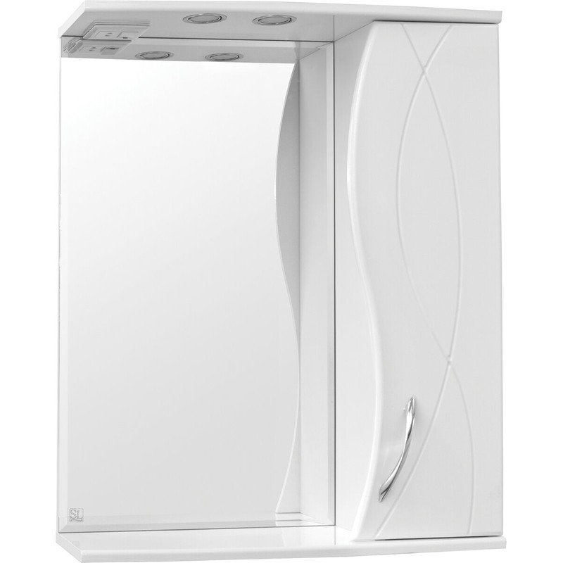 Зеркало со шкафом Style Line Амелия 65 с подсветкой Белый глянец Зеркало со шкафом Style Line Амелия 65 с подсветкой Белый глянец