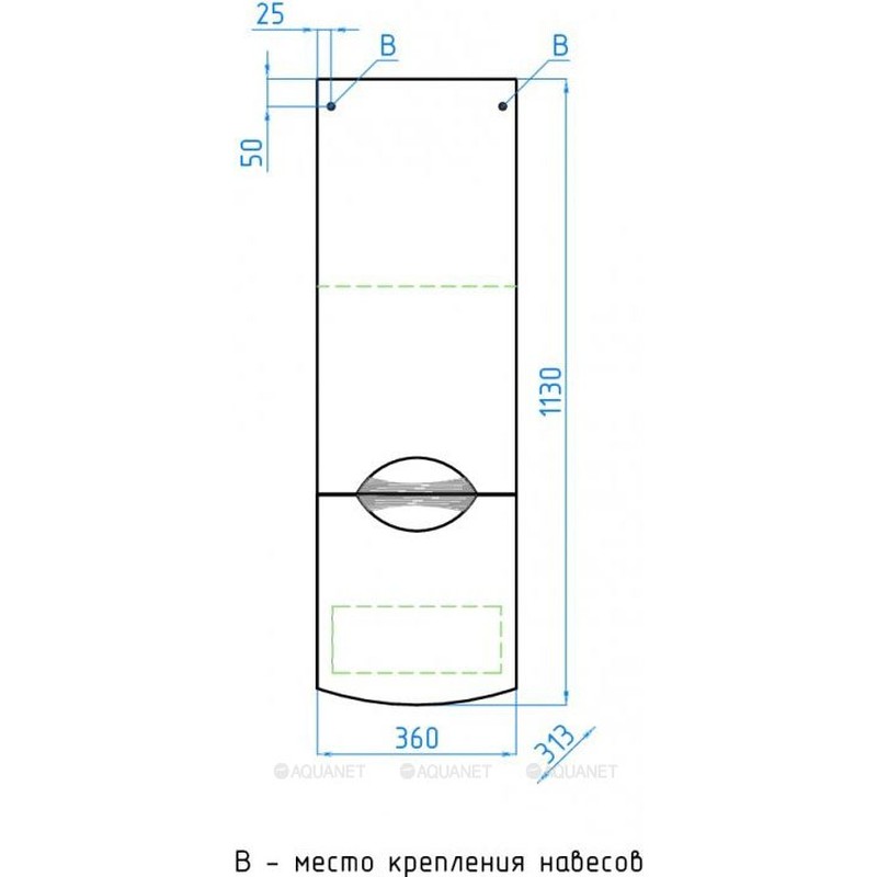 Шкаф пенал Style Line Жасмин 2 36 Люкс подвесной Белый глянец