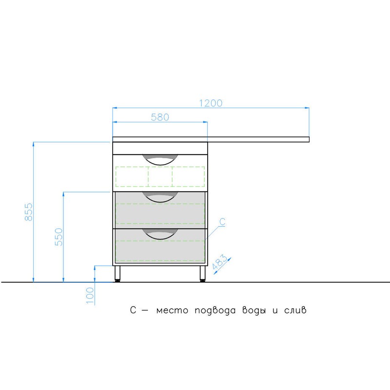 Тумба под раковину Style Line Жасмин 60 ЛС-00000644, напольная, белая