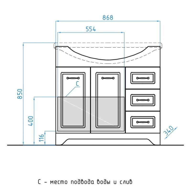 Тумба под раковину Style Line Олеандр 2 90 Белый глянец