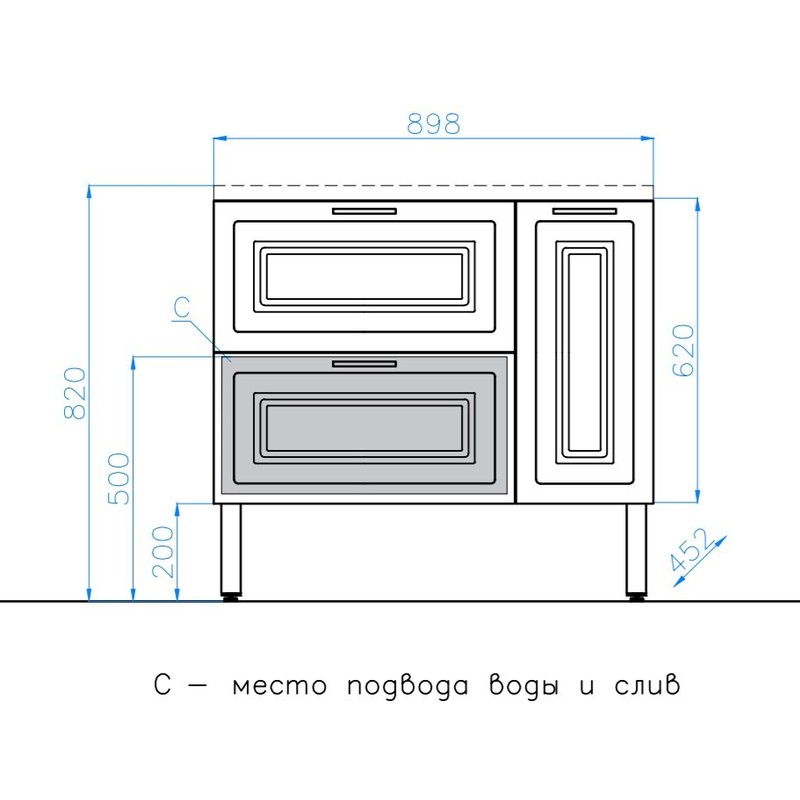 Тумба под раковину Style Line Альба 90 R Люкс Plus ЛС-000010054 Белая