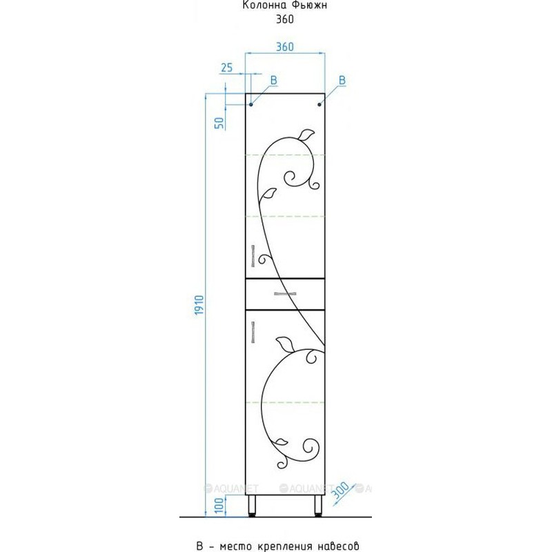 Шкаф пенал Style Line Эко Фьюжн 36 Белый глянец