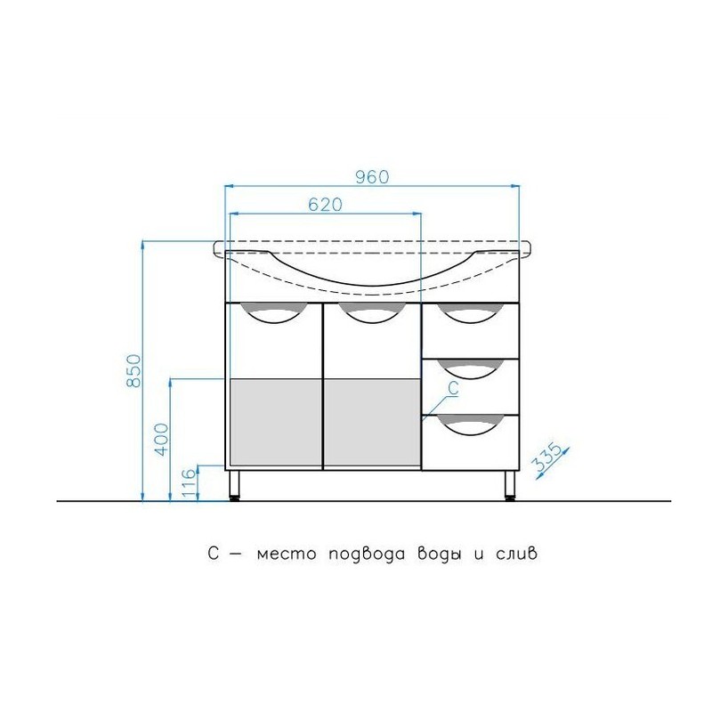 Тумба под раковину Style Line Жасмин 100 Белый глянец