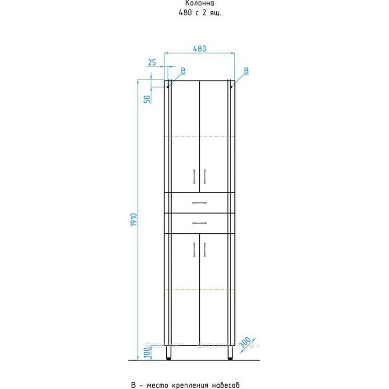 Шкаф пенал Style Line Эко Стандарт 48 Белый
