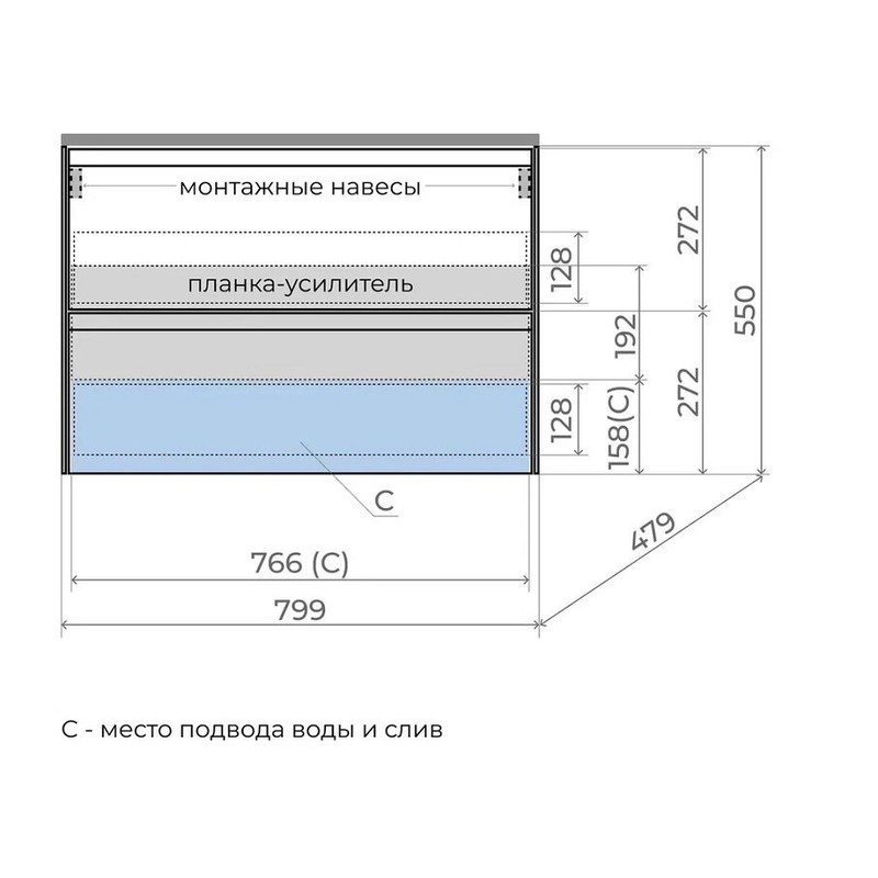 Тумба под раковину Style Line Лима ЛС-00002355, 80 см, подвесная, цвет графит