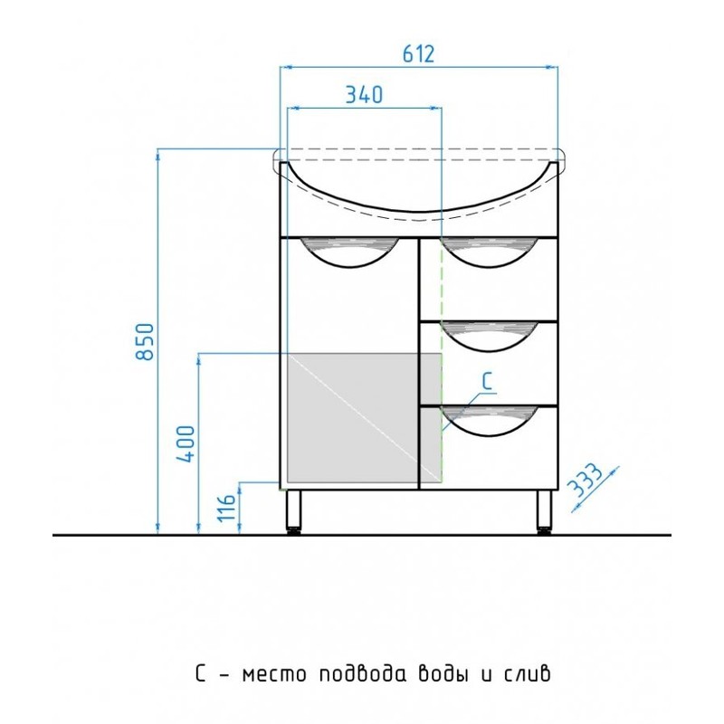 Тумба под раковину Style Line Жасмин 65 Белый глянец