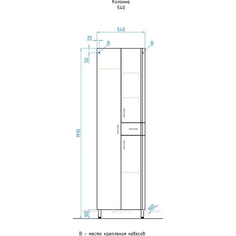 Шкаф пенал Style Line Эко Стандарт 54 Белый