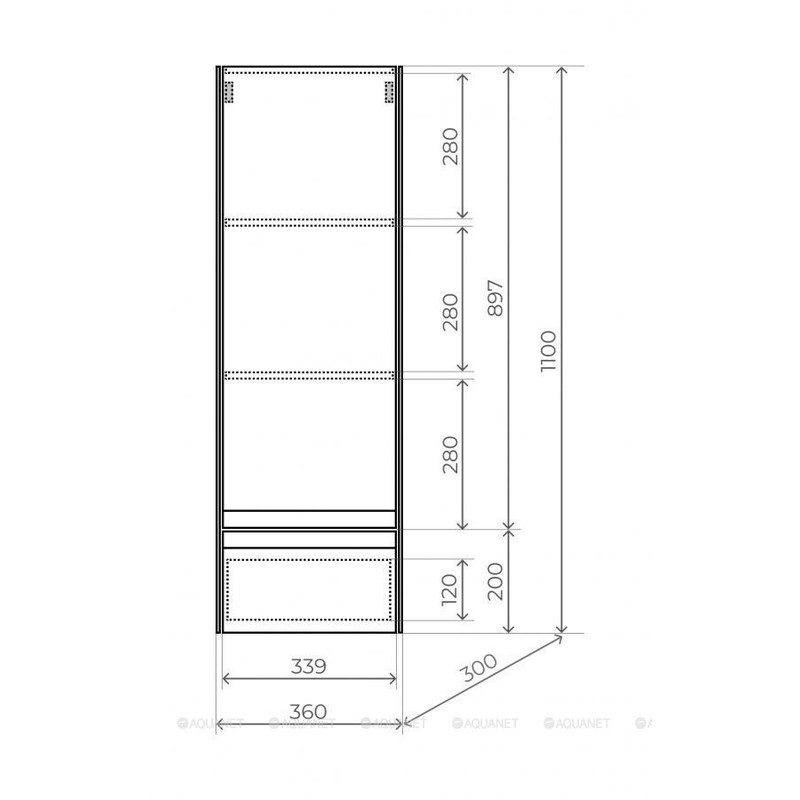 Шкаф-пенал подвесной Style Line Лима ЛС-00002347, 35 см, цвет графит