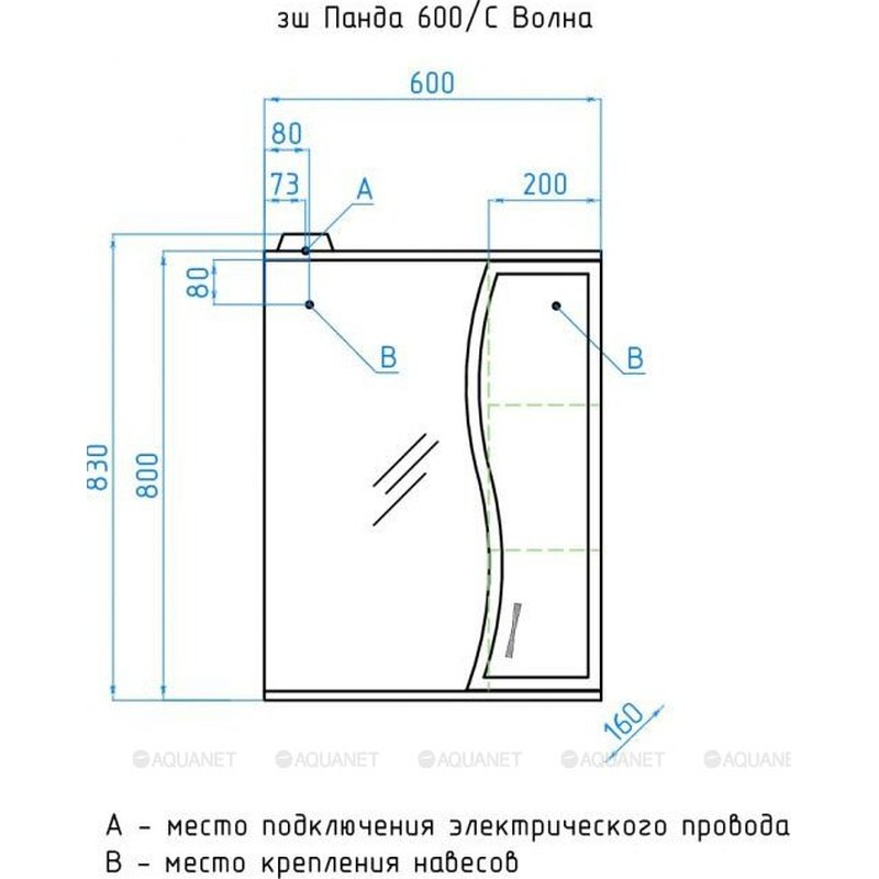 Зеркало со шкафом Style Line Эко волна Панда 60 С с подсветкой Белый глянец