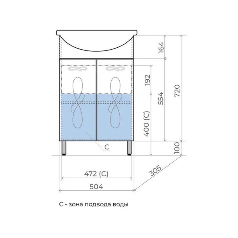 Тумба под раковину Style Line Венеция 55 ЛС-00002336 Белая