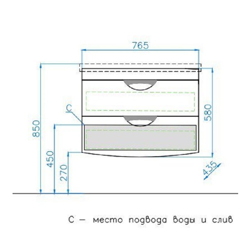 Тумба под раковину Style Line Жасмин 2 80 Люкс Plus ЛС-000010037 подвесная Белый глянец