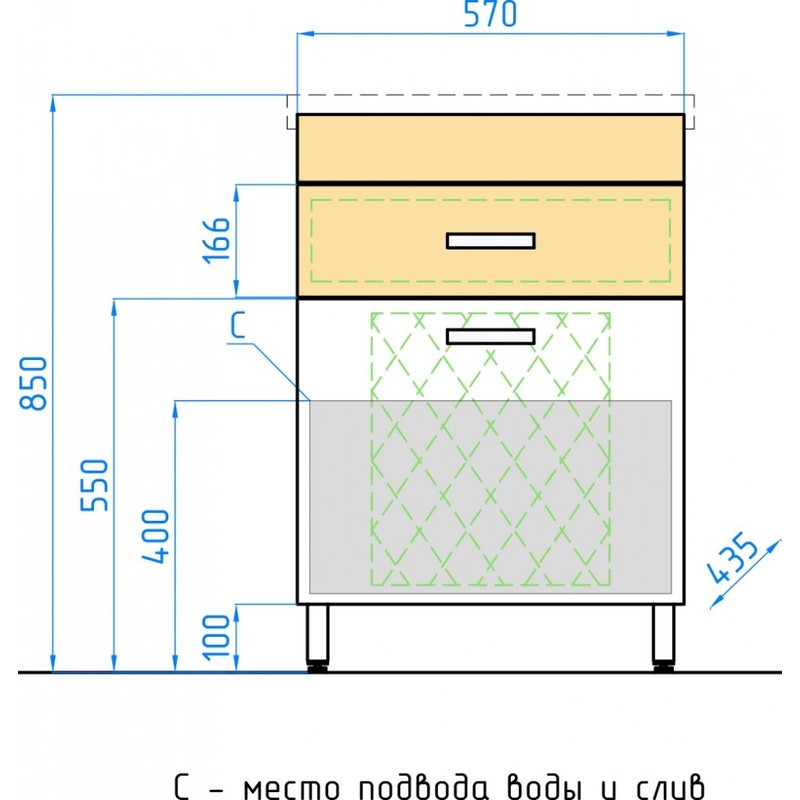 Тумба под раковину Style Line Ориноко 60 Белый Светлое дерево