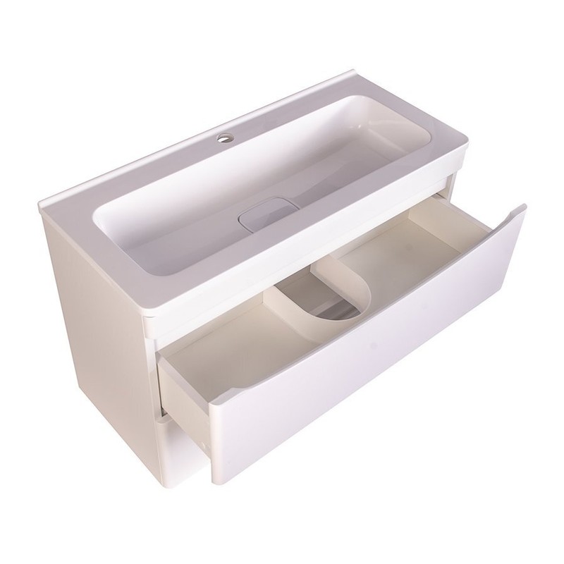 Тумба под раковину Style Line Бергамо мини 90 антискрейтч Plus, 90 см, подвесная, белый, СС-00002364