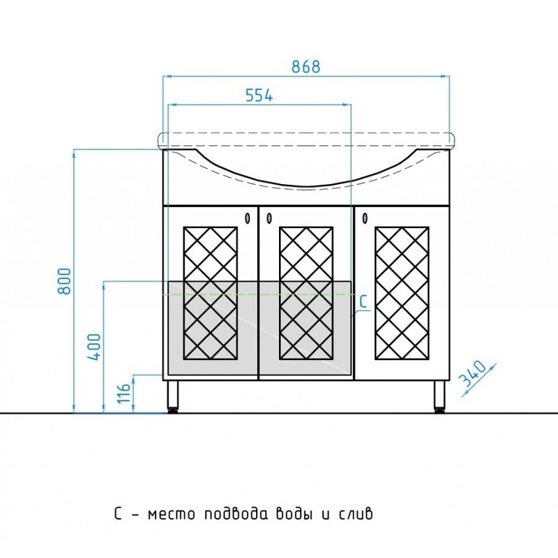 Тумба под раковину Style Line Канна 90 Белый глянец