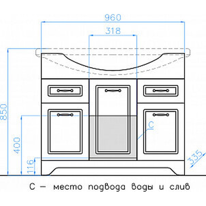 Тумба под раковину Style Line Олеандр-2 100 Люкс Белый