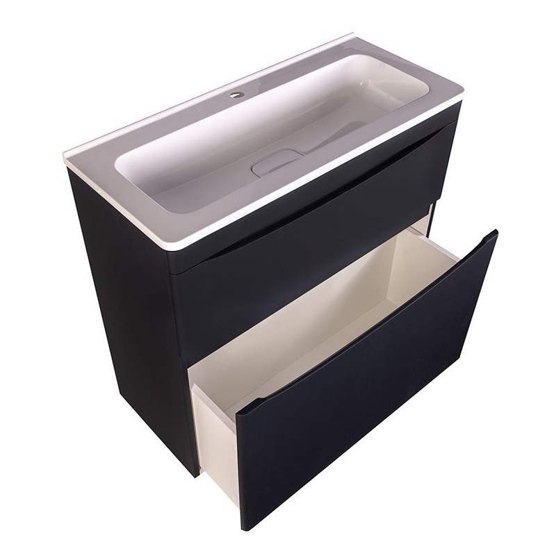 Тумба под раковину Style Line Бергамо мини 90 Люкс антискрейтч Plus, 90 см, напольная, черный, СС-00002363