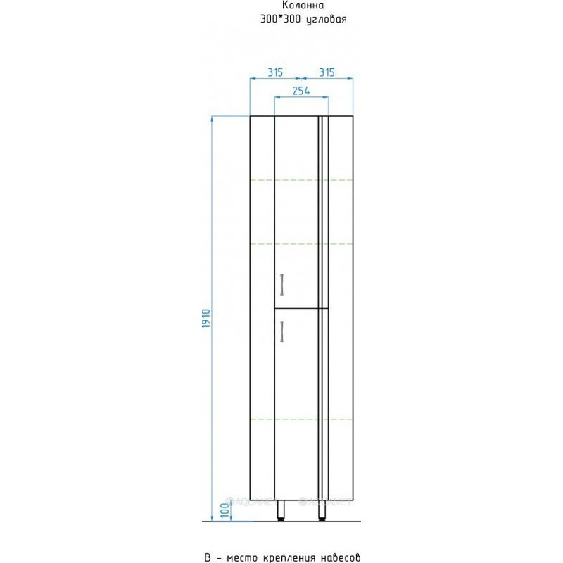 Шкаф пенал Style Line Веер 30 угловой Белый глянец