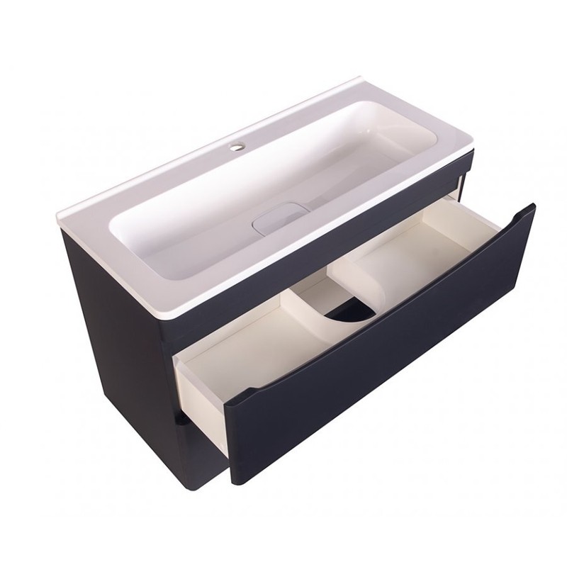 Тумба под раковину Style Line Бергамо мини 90 антискрейтч Plus, 90 см, подвесная, черный, СС-00002366