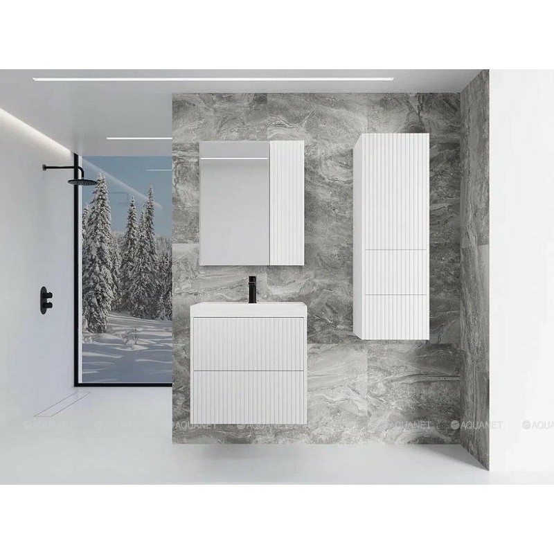 Тумба под раковину Style Line Стокгольм 60 ЛС-00002307 подвесная Белый рифленый софт