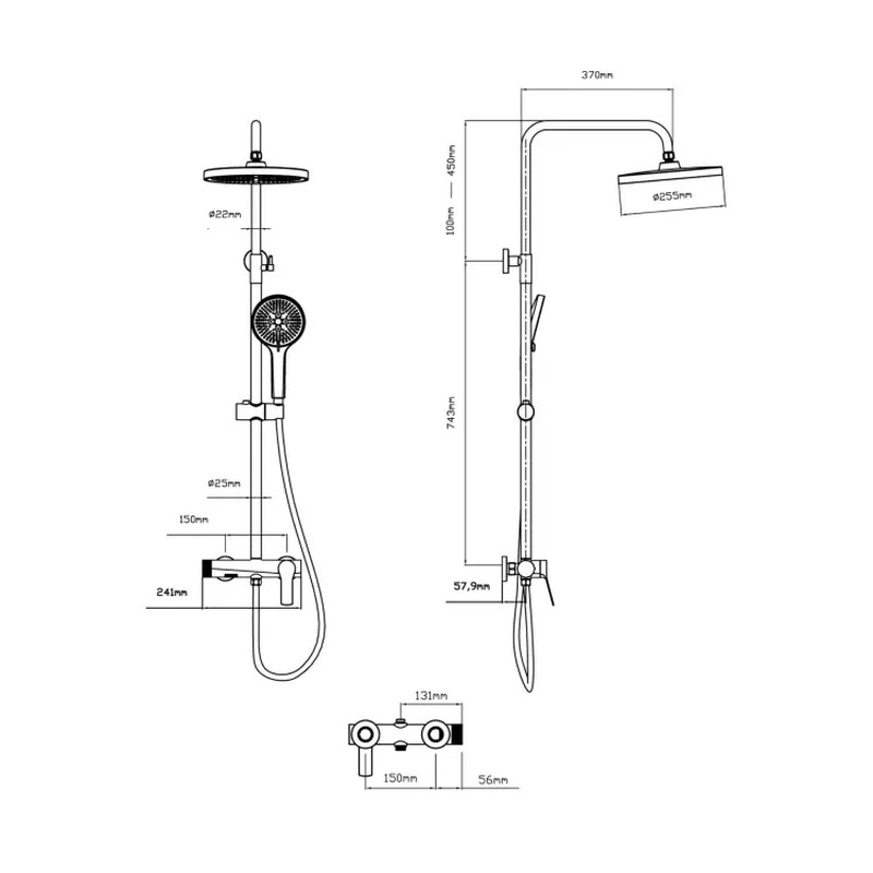 Душевая стойка Vincea  Arco VSFS-4AR1GM с изливом, вороненая сталь