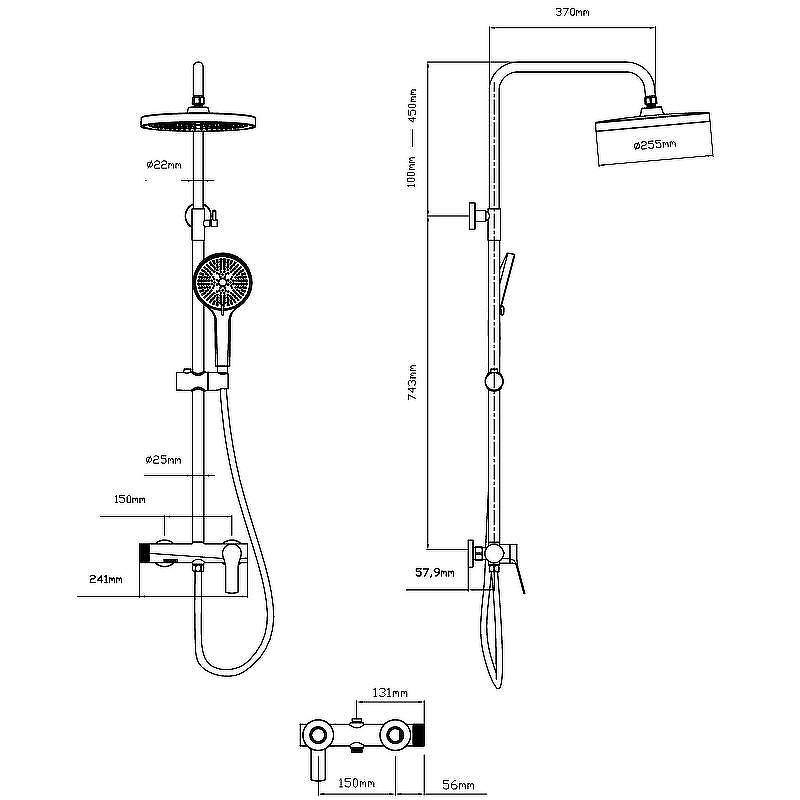 Душевая стойка Vincea  Arco VSFS-4AR1BG с изливом, брашированное золото