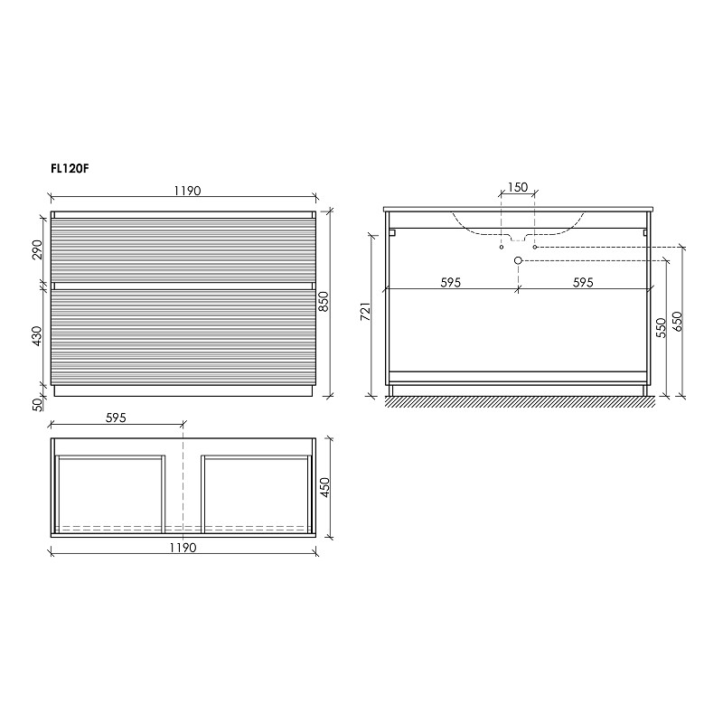 Тумба напольная SANCOS Folk Floor 1190х445х850, c двумя ящиками оснащенными доводчиками, Bianco, арт.FL120FW
