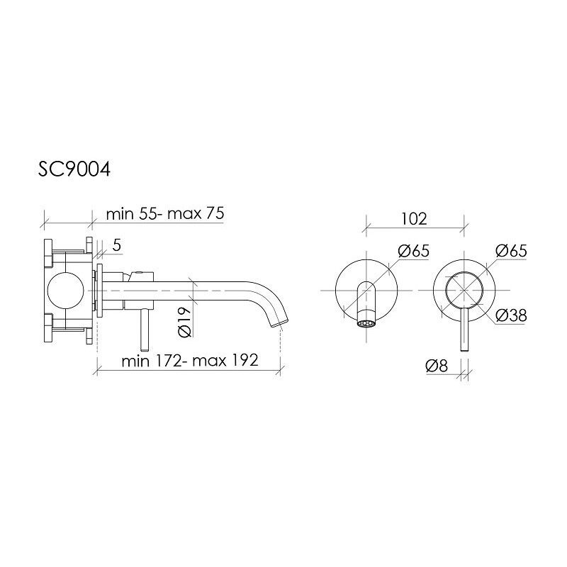 Смеситель для раковины SANCOS Etna с внутренней частью, черный матовый, арт. SC9004MB