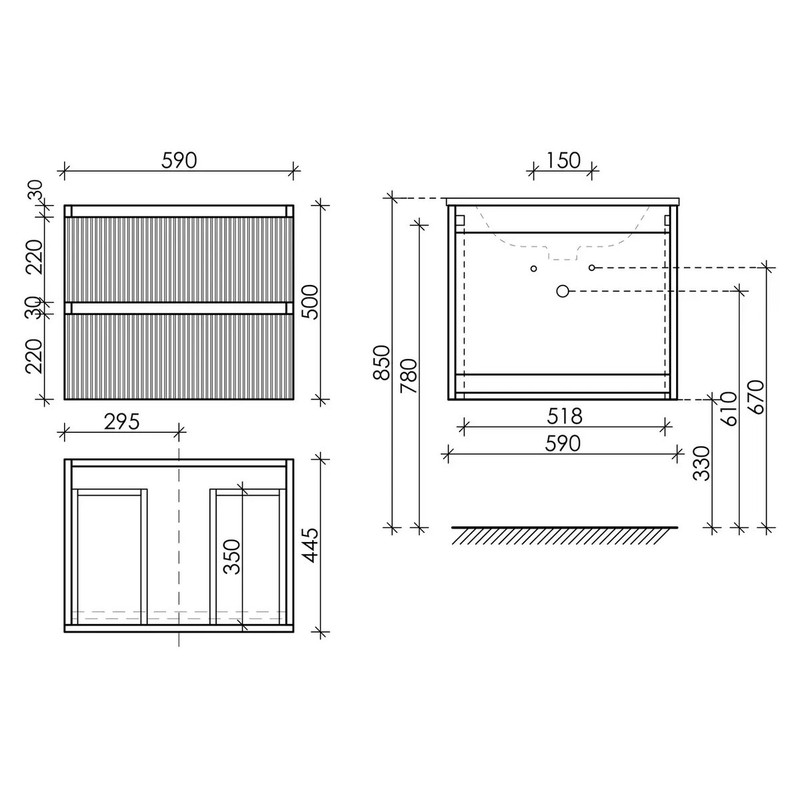Тумба подвесная SANCOS Snob R 590х445х500, c двумя ящиками оснащенными доводчиками, Beige Soft , арт.SNR60CE