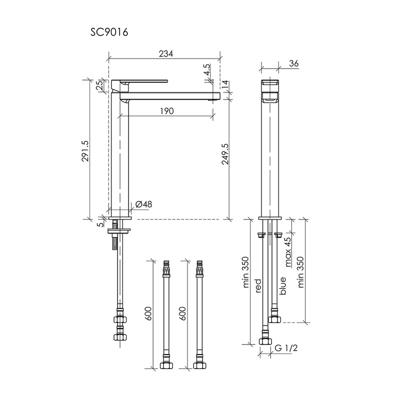 Смеситель для раковины SANCOS Studio, вороненая сталь, арт. SC9016GG