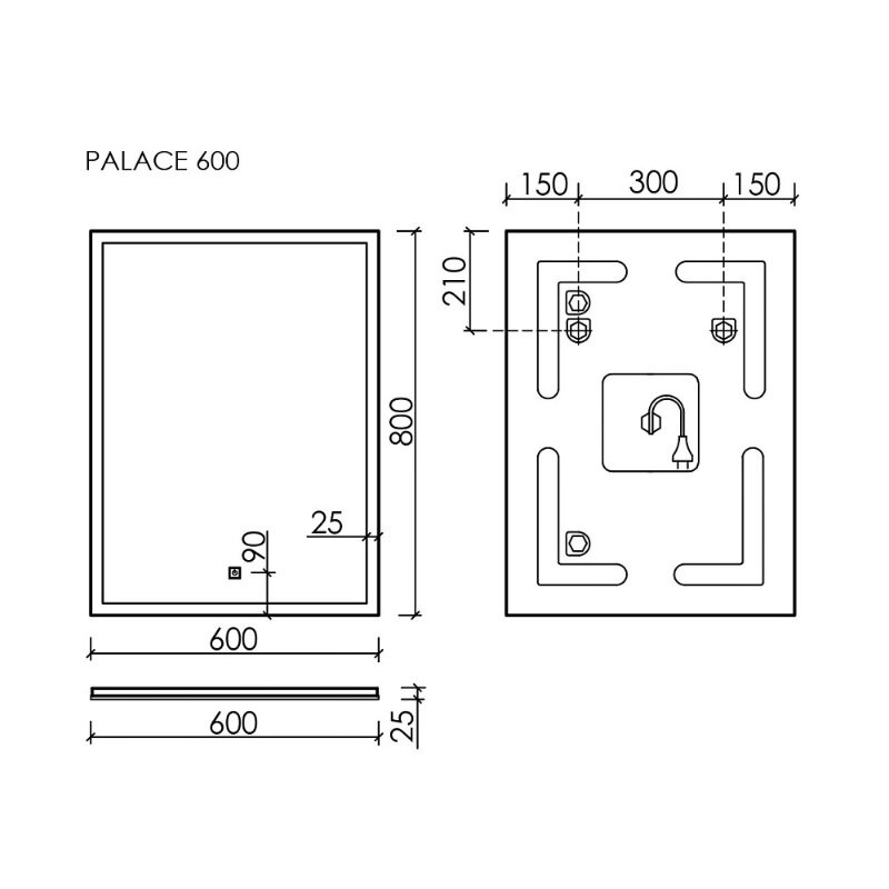 Зеркало для ванной комнаты  SANCOS Palace 600х800 с подсветкой, арт. PA600
