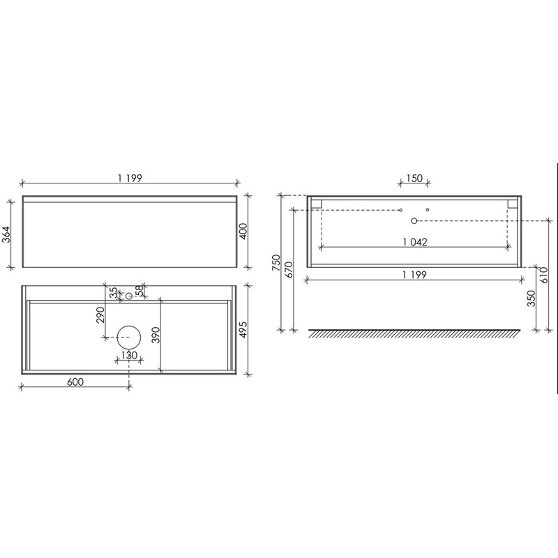Тумба подвесная SANCOS Stone из керамогранита с одним выдвижным ящиком и столешницей из керамогранита 1200х400х495, керамогранит Statuario white, арт. ST120SV