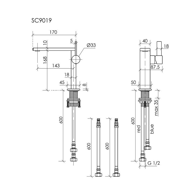 Смеситель для раковины SANCOS Linn, брашированное золото, PVD покрытие, арт. SC9019BG