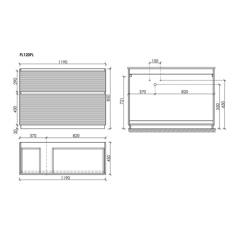 Тумба напольная SANCOS  Folk Floor правая 1190х445х850, c двумя ящиками оснащенными доводчиками, Grey soft, арт.FL120FRGS