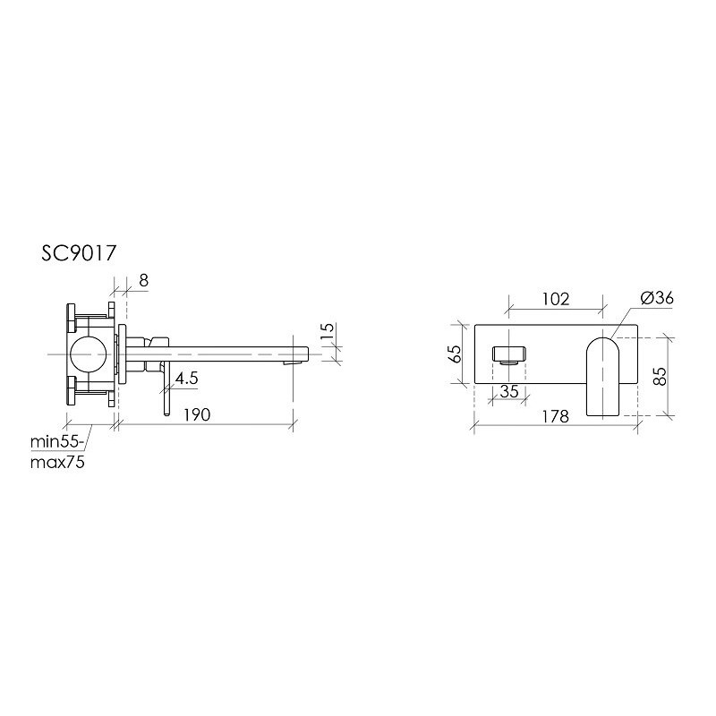Смеситель для раковины SANCOS Studio c внутренней частью, вороненая сталь, арт. SC9017GG
