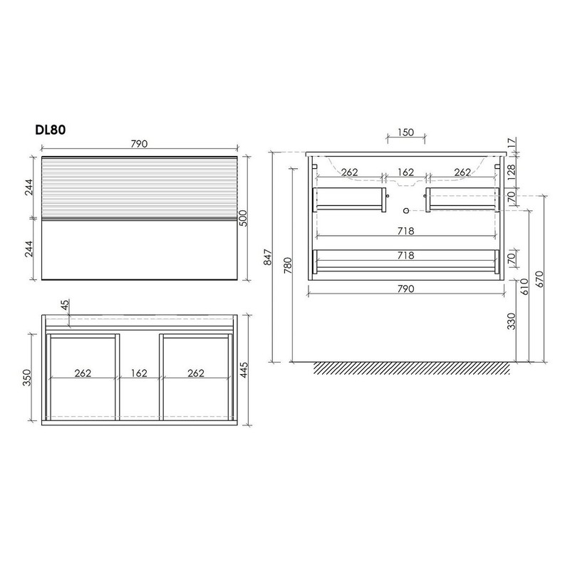Тумба подвесная SANCOS Delta 790х445х500, c двумя ящиками оснащенными доводчиками, дуб красный/графит , арт. DL80GR