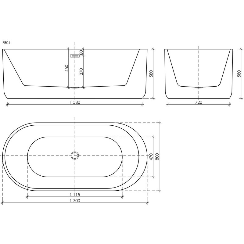 Акриловая ванна Sancos Fiori FB04 170x80 см, отдельностоящая, белая, овальная, с каркасом, со сливом-переливом