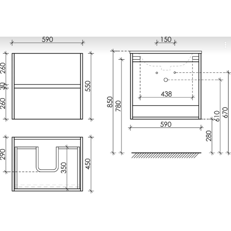 Тумба подвесная SANCOS Urban 590х450х550, c двумя ящиками оснащенными доводчиками, Светлое дерево, арт. UR60ECH