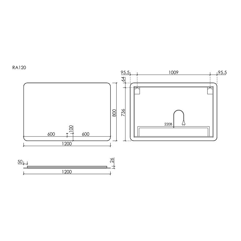 Зеркало для ванной комнаты SANCOS Ray 1200х800 c подсветкой, арт. RA1200