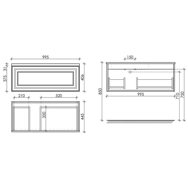 Тумба подвесная SANCOS Very 995х445х406, c одним  ящиком оснащенным доводчиками, левая , Bianco , арт.VR100LW