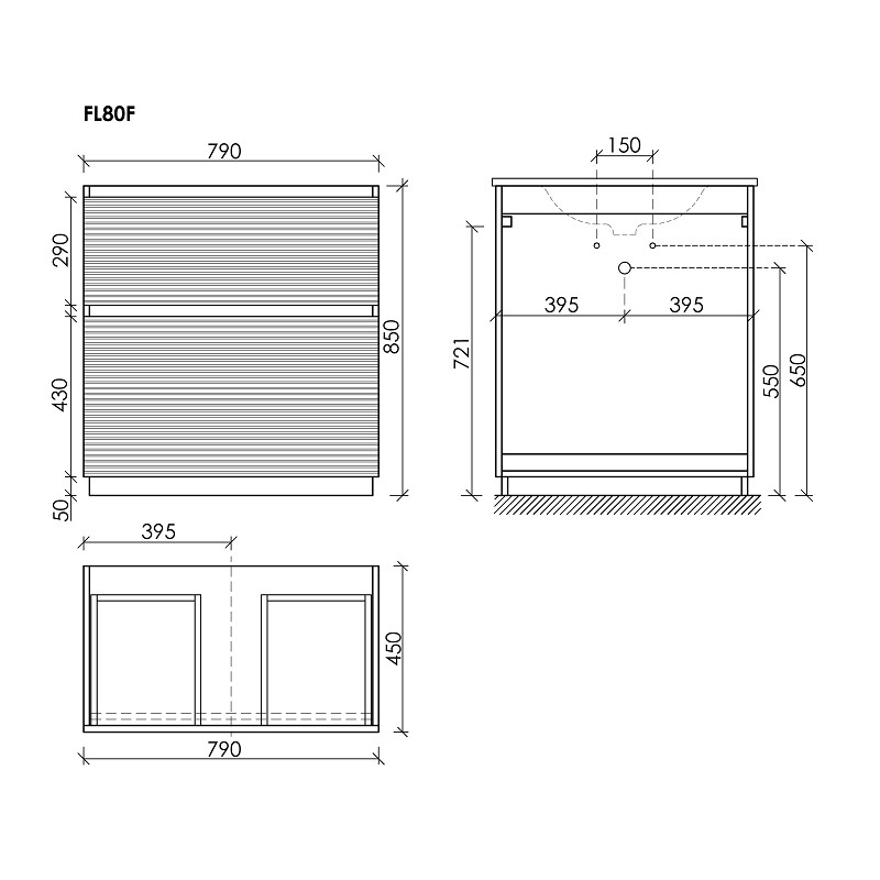 Тумба напольная SANCOS Folk Floor 790х445х850, c двумя ящиками оснащенными доводчиками, Капучино, арт.FL80FCP