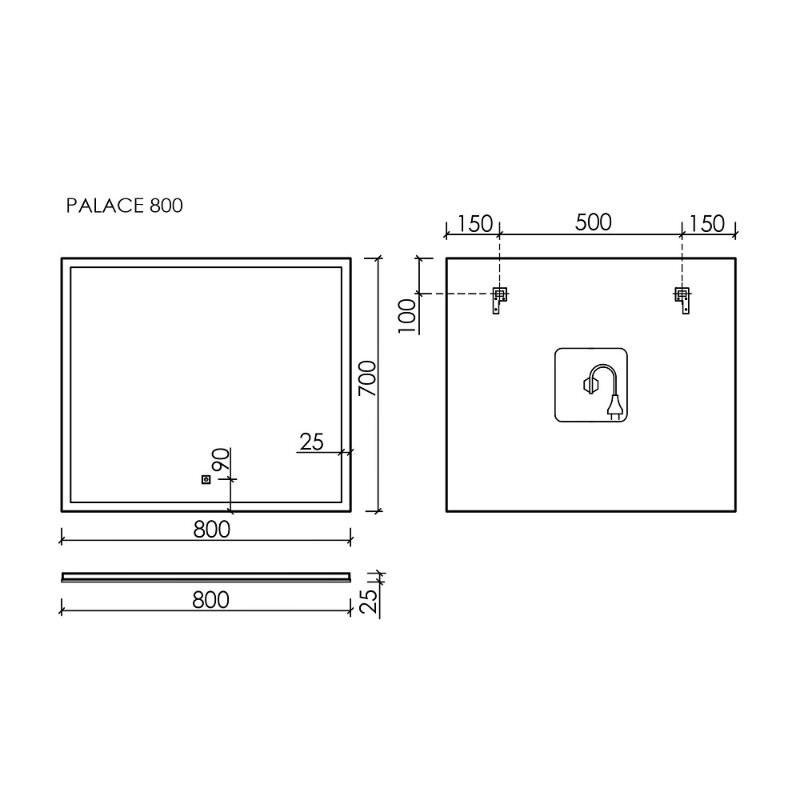 Зеркало для ванной комнаты  SANCOS Palace 800х700 с подсветкой, арт. PA800