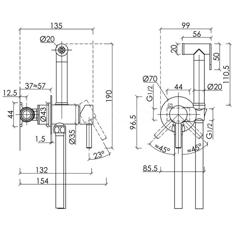 Гигиенический душ SANCOS Start со смесителем, цвет хром глянцевый, арт. SC1001CH