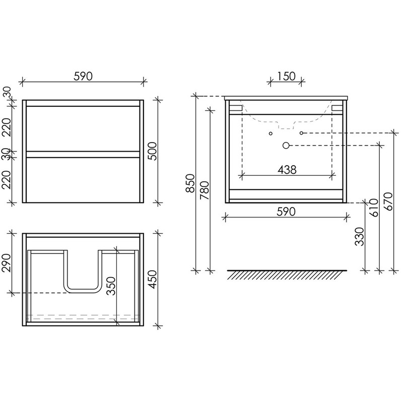 Тумба подвесная SANCOS Libra 590х450х500, c двумя ящиками оснащенными доводчиками, Светлое дерево, арт. LB60ECH