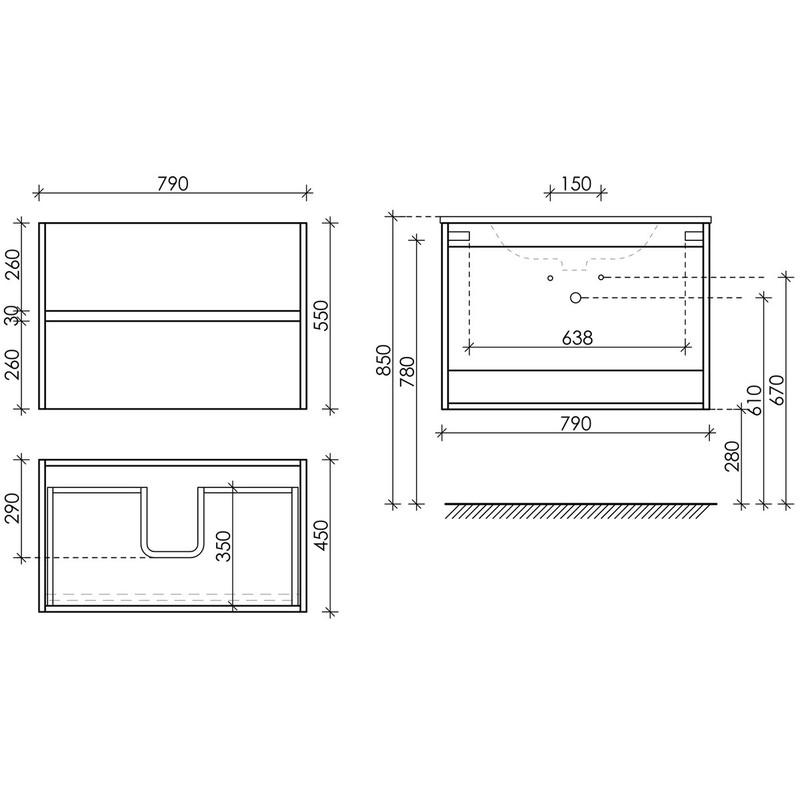 Тумба подвесная SANCOS Urban 790х450х550, c двумя ящиками оснащенными доводчиками, дуб галифакс натуральный , арт. UR80EG