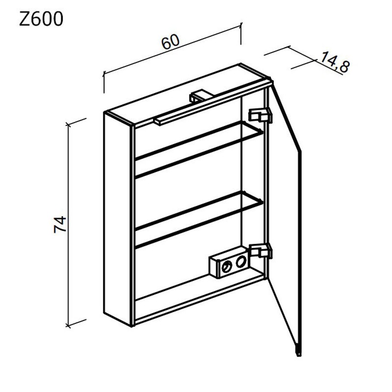 Зеркальный шкаф для ванной комнаты  SANCOS Hilton 600x148х740 мм, с LED подсветкой, арт.Z600
