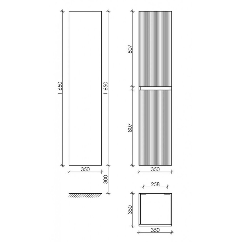 Шкаф-пенал SANCOS Snob R подвесной Doha Soft, 350х350х1650 мм, арт. PSNR35SM