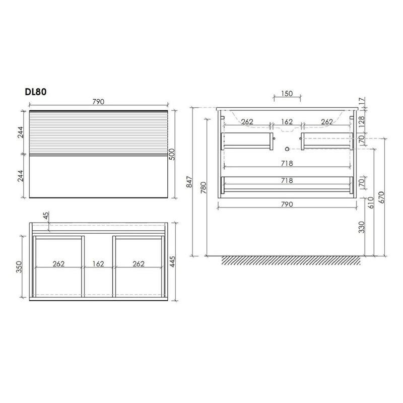 Тумба подвесная SANCOS Delta 790х445х500, c двумя ящиками оснащенными доводчиками,  дуб светлый/белый , арт. DL80W